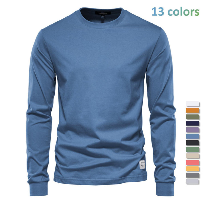 Men's classic long-sleeved cotton shirt with round neck and elastic cuffs Mune Fashion