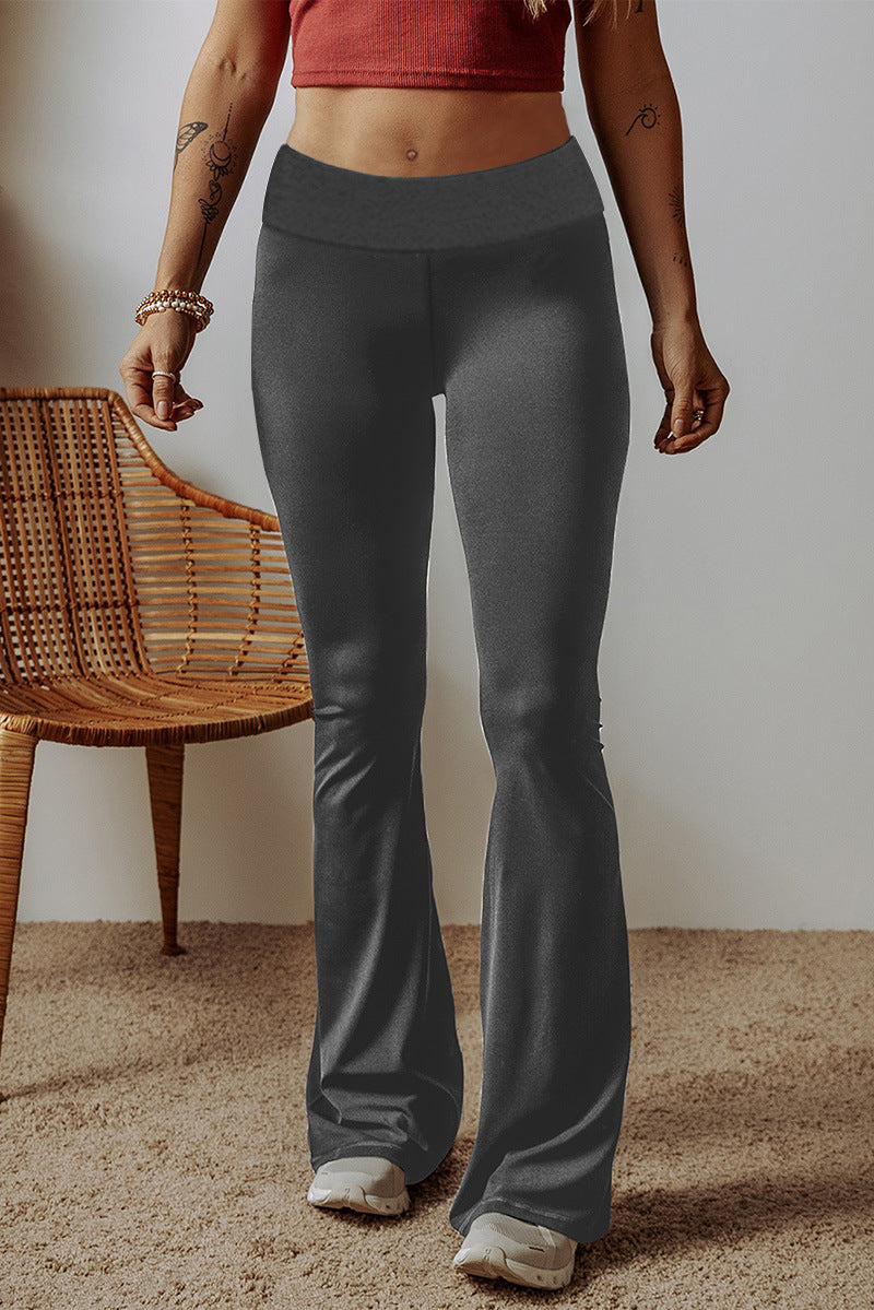 Women High-Waist Flare Pants made of Stretch Jersey with Wide Flare Mune Fashion