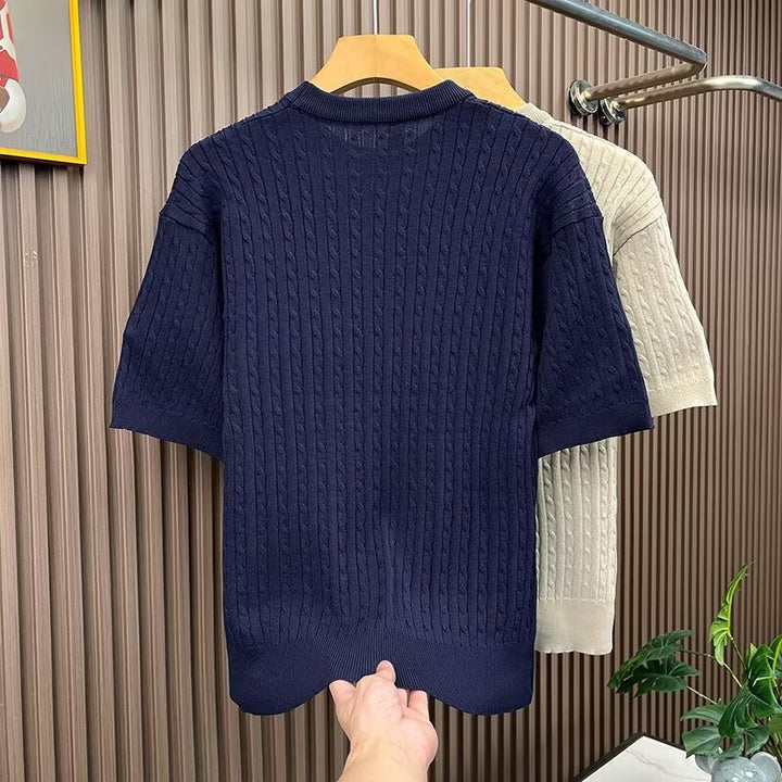 Women Elegant Knit Sweater with Short Sleeve Mune Fashion
