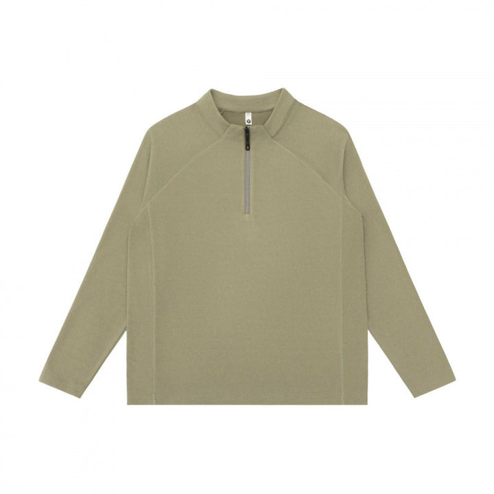 Unisex Lightweight Oversized Half-Zip Sweatshirt with Raglan Sleeves and Stand-Up Collar Mune Fashion