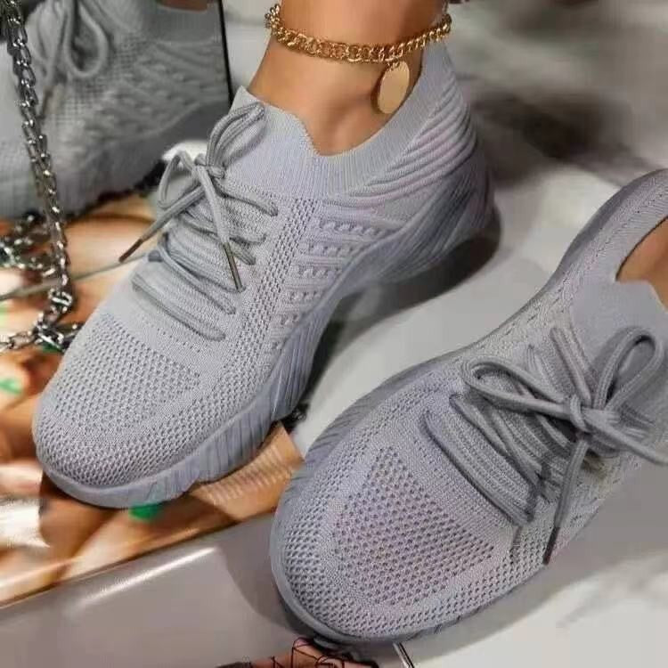 Women's Breathable Knit Sneakers with Elastic Shaft and Non-Slip Profile Sole Mune Fashion