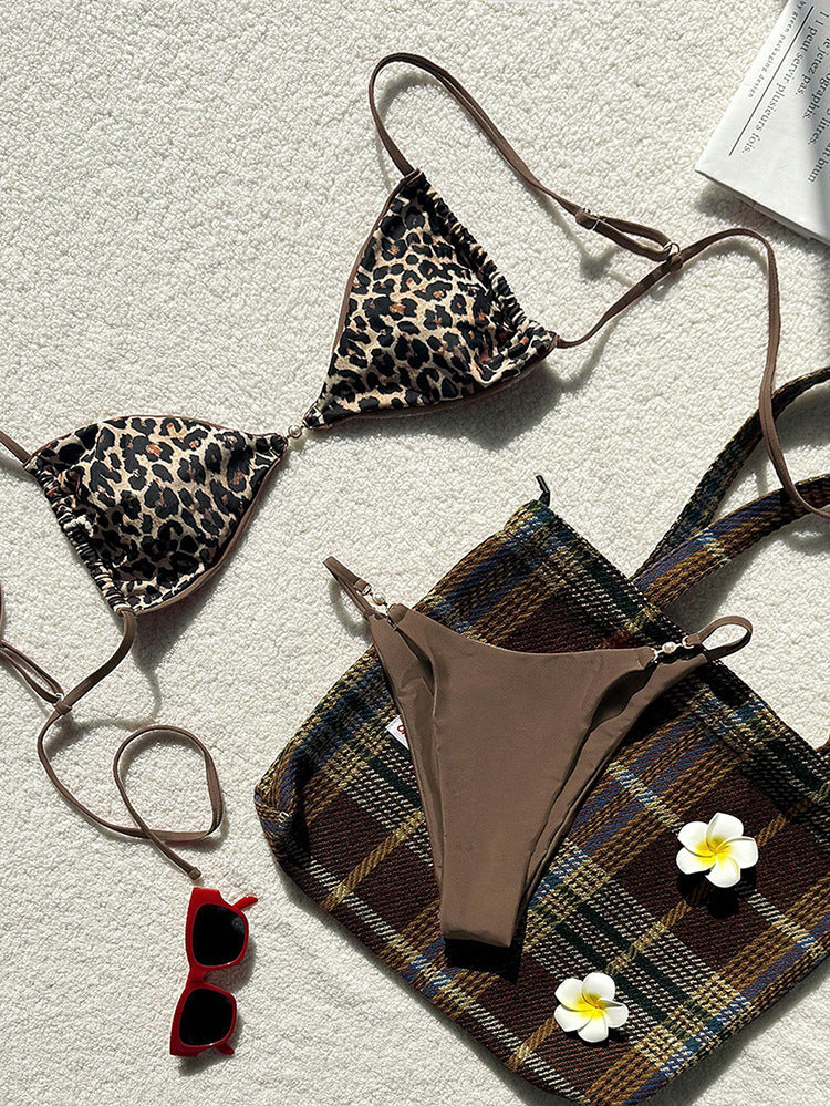 Women’s triangle bikini with elegant leopard pattern Mune Fashion