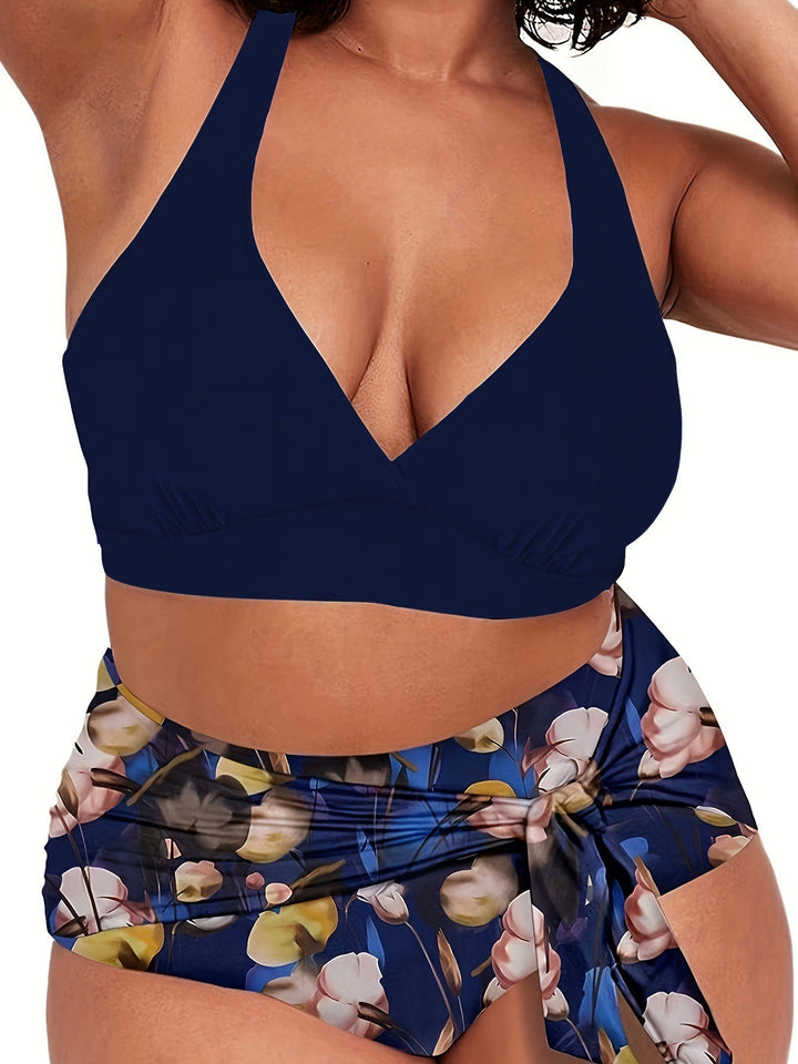 Women's Two-Piece Swim Outfit with Casual Wrap Skirt Mune Fashion