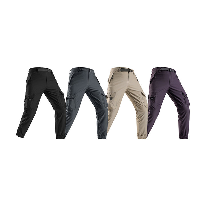 Men's Tapered Cargo Jogger Pants in Tactical Utility Style with Elastic Ankle Hem and Multiple Pockets Mune Fashion