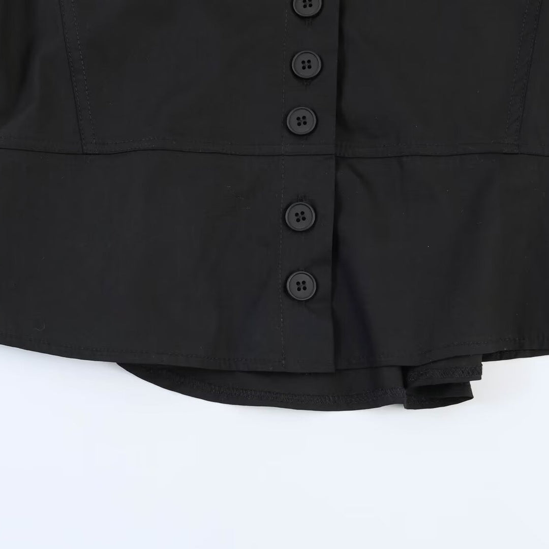 Women cropped blouse jacket with continuous button placket and shirt collar Mune Fashion