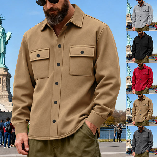 Men's casual shirt jacket made of cotton blend with applied chest pockets Mune Fashion