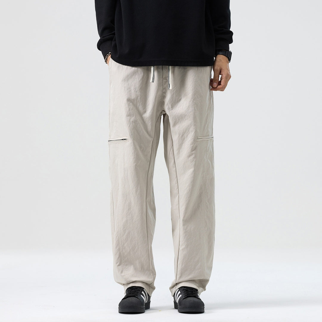 Men's Loose Fit Work Pants in Cargo Look with Drawstring Waist and Flat Knee Pockets Mune Fashion