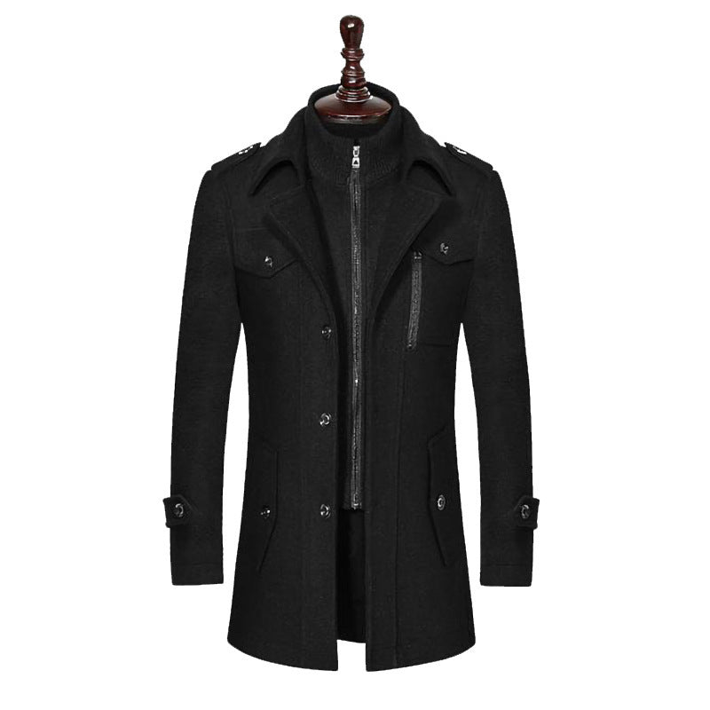 Men's coat made of wool blend with integrated zip inner layer and epaulets Mune Fashion