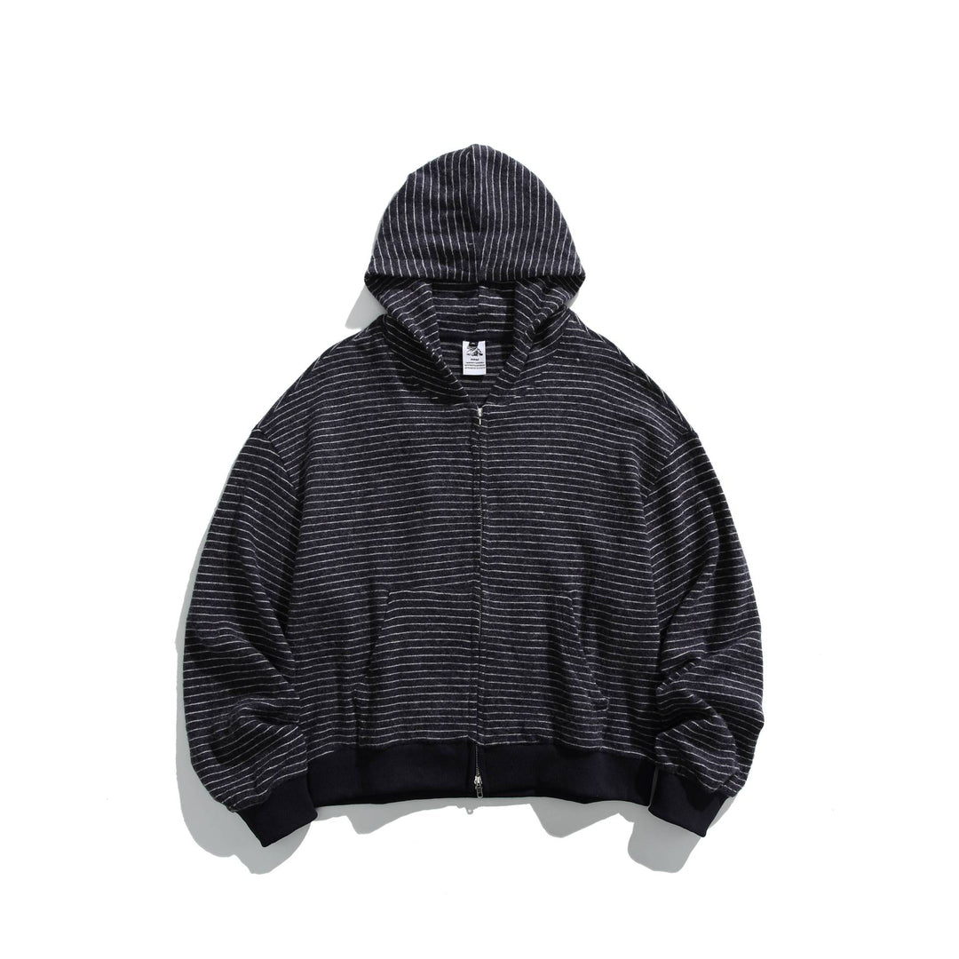 Unisex Striped Hoodie with Full Zip and Ribbed Cuffs Mune Fashion