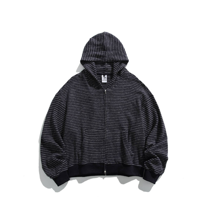 Unisex Striped Hoodie with Full Zip and Ribbed Cuffs Mune Fashion