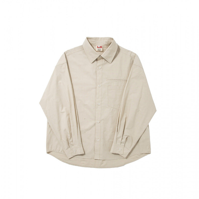 Men's boxy shirt with fine grid structure, boxy silhouette, and patch breast pocket Mune Fashion