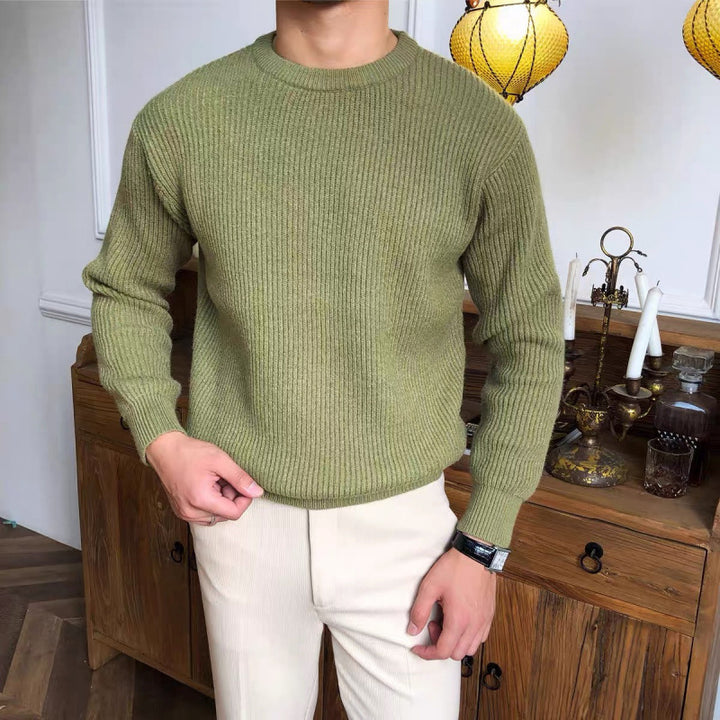 Men's chunky knit sweater with round neckline Mune Fashion