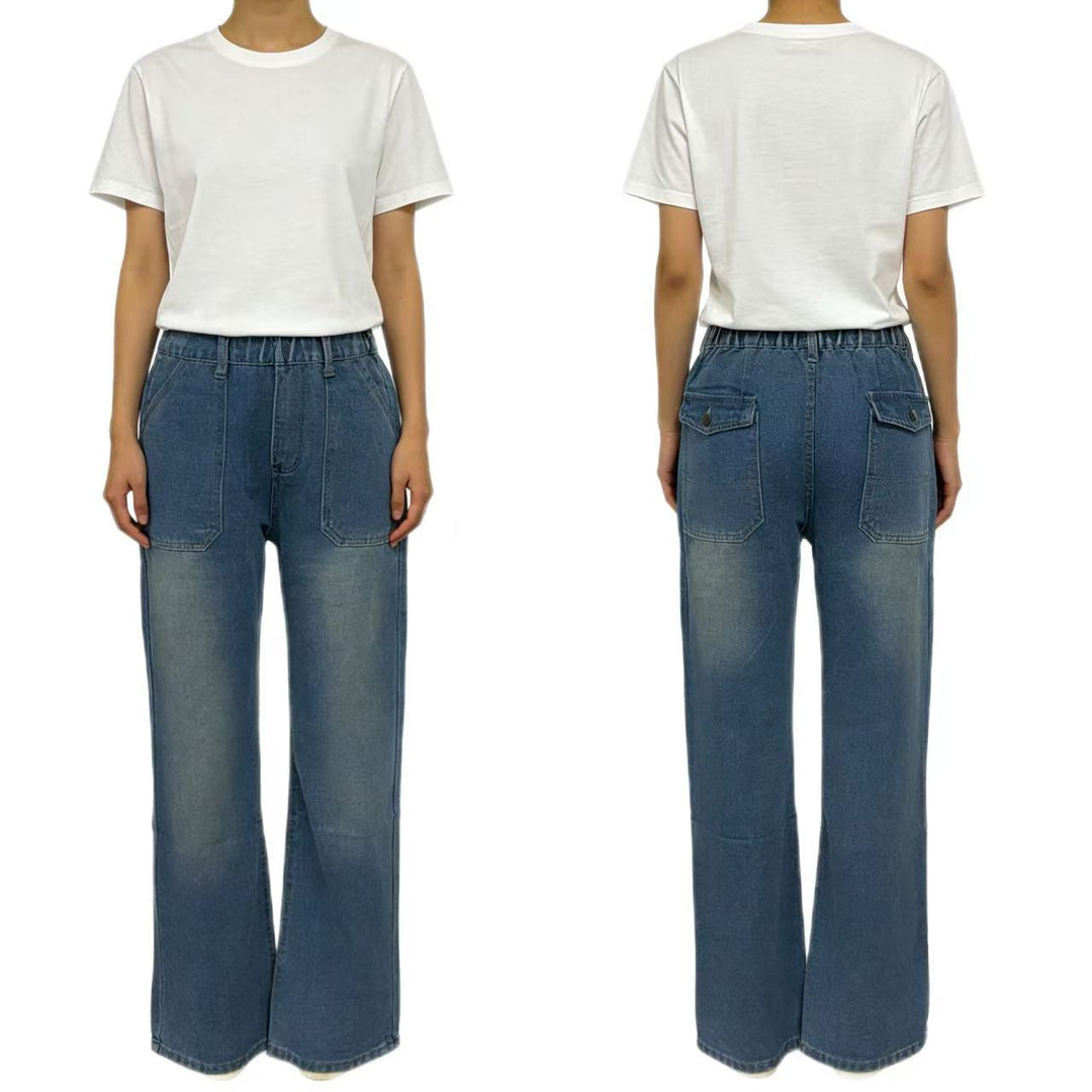 Women high-waisted Relaxed jeans with straight leg and patch front pockets Mune Fashion
