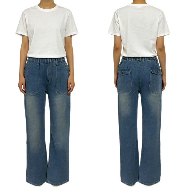 Women high-waisted Relaxed jeans with straight leg and patch front pockets Mune Fashion