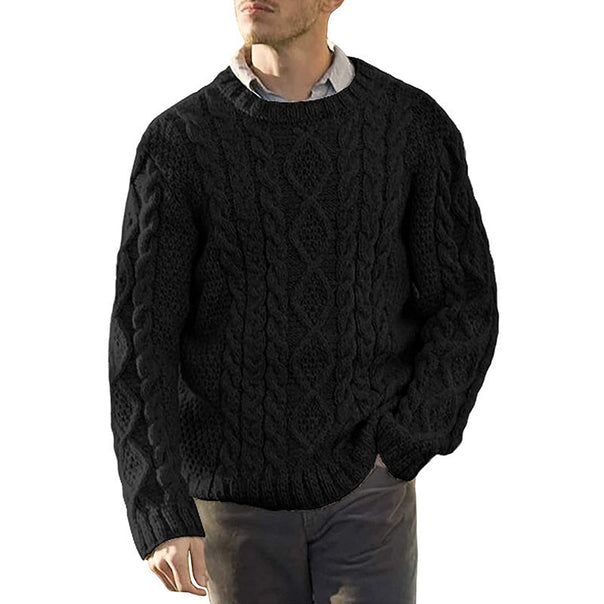 Men's Chunky Knit Sweater with Classic Cable Pattern Mune
