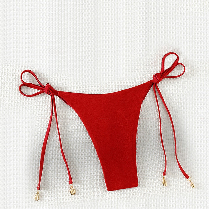 Ladies High-Waist Bikini Bottoms with Adjustable Ties Mune Fashion