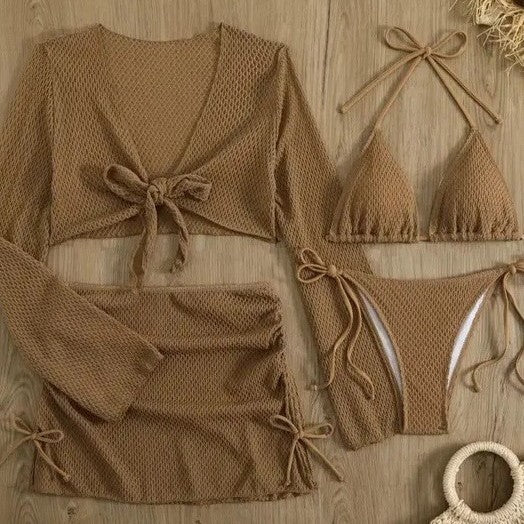 Women's bikini set with light mesh top and adjustable bottoms Mune Fashion