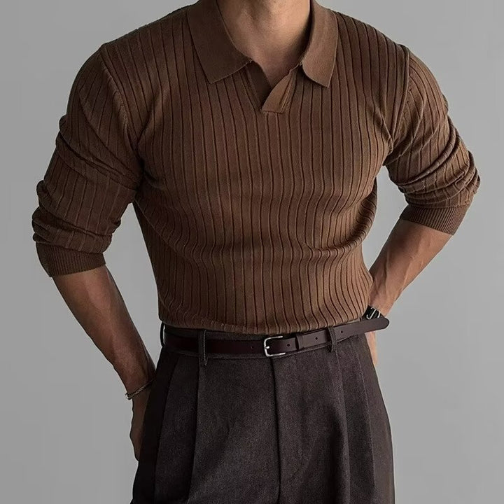Men's Elegant Knit Polo with Textured Design Mune Fashion