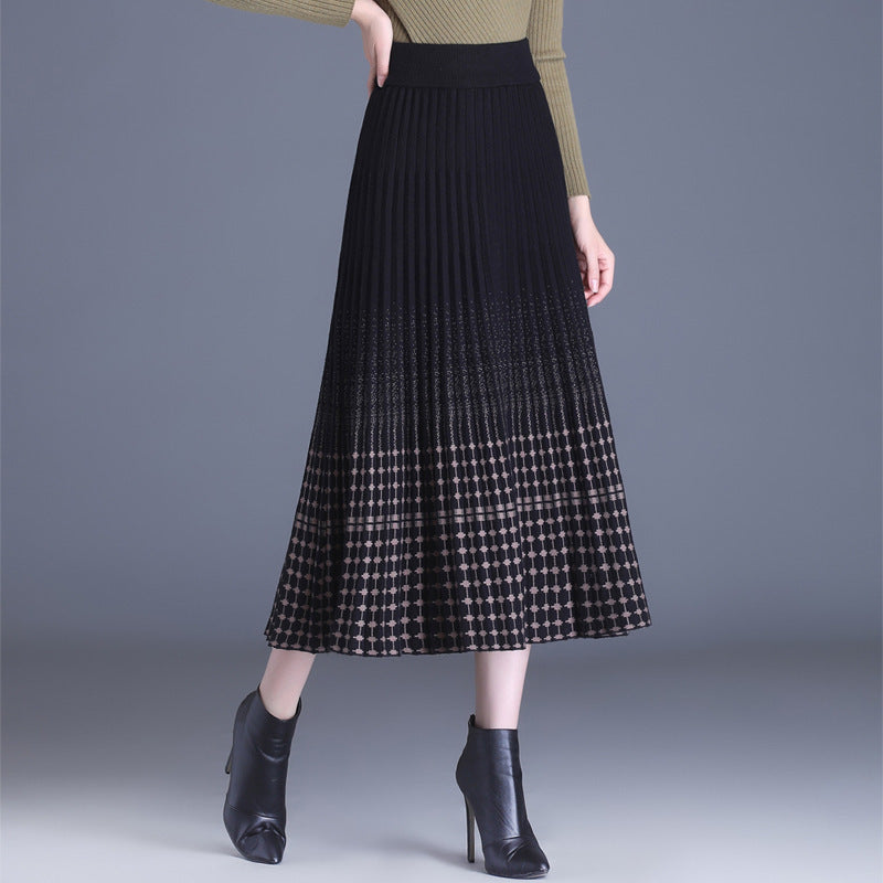 Ladies Pleated Maxi Skirt with Elegant Pattern Mune Fashion
