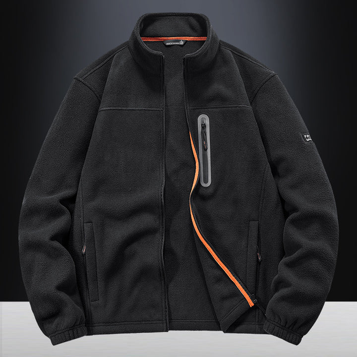 Men's fleece jacket with wind-resistant microfleece, welded chest zipper pocket, and elastic cuffs Mune Fashion