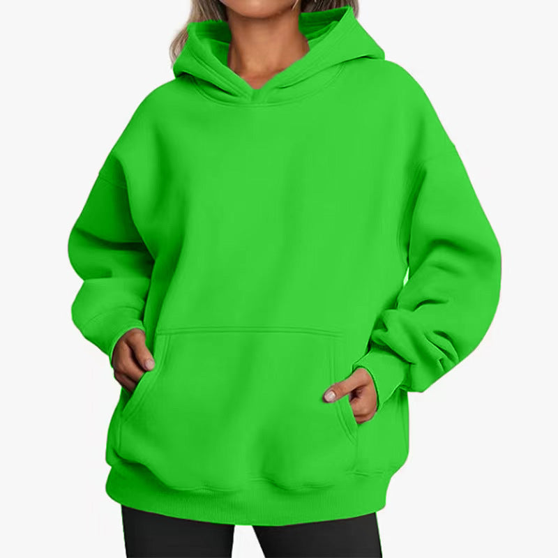 Women extra long oversized hoodie in boxy cut with kangaroo pocket and ribbed hem Mune Fashion