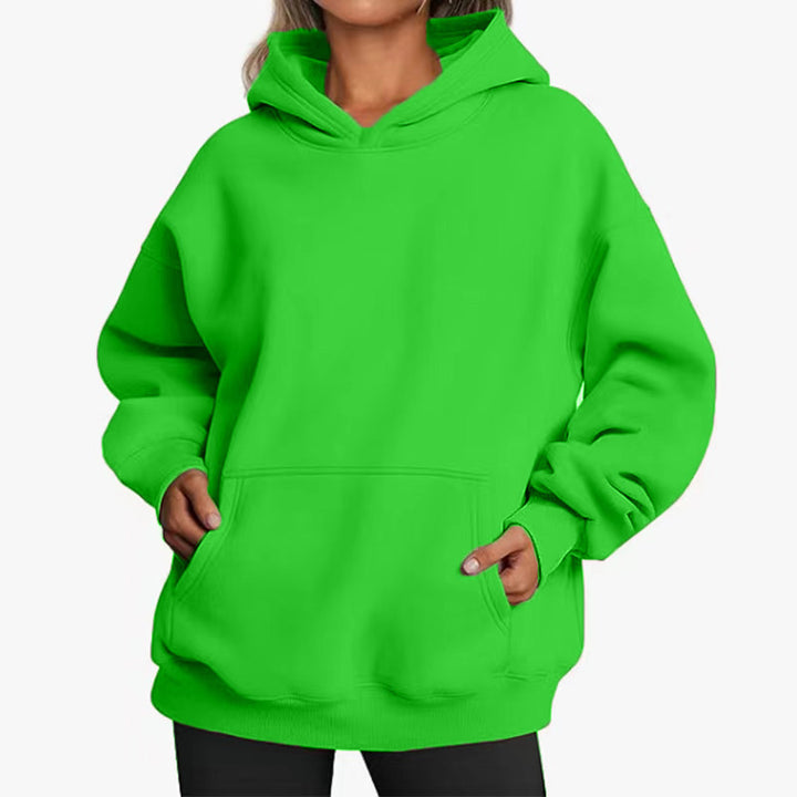 Women extra long oversized hoodie in boxy cut with kangaroo pocket and ribbed hem Mune Fashion