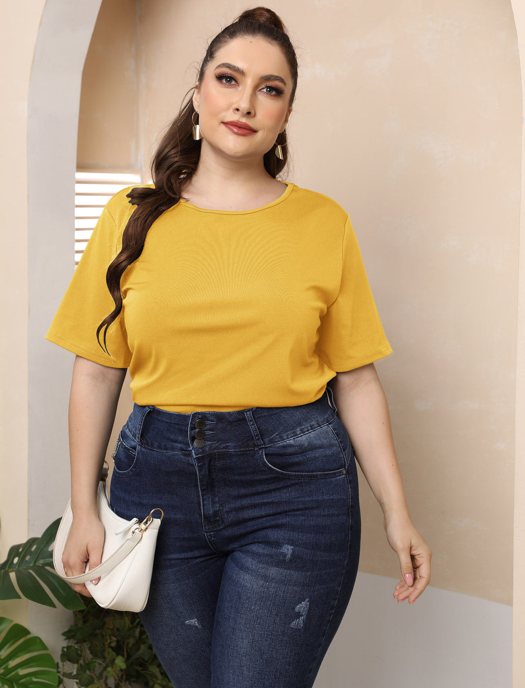 Ladies fashionable basic T-shirt Mune Fashion