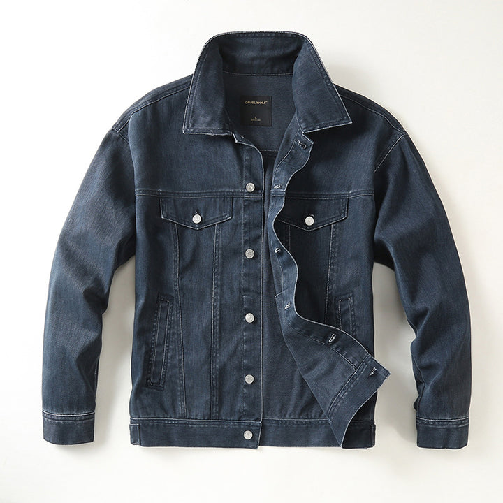Men's denim jacket with classic cut and light vintage wash Mune Fashion