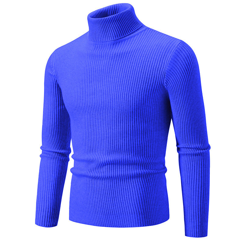 Men's narrow ribbed knit turtleneck sweater made of cotton mix with stretch Mune Fashion