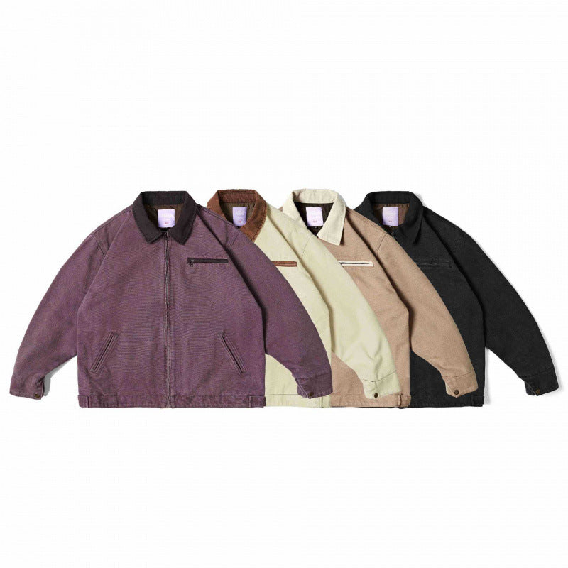Unisex loose-fitting blouson jacket in worker look with cord collar and chest zipper Mune Fashion