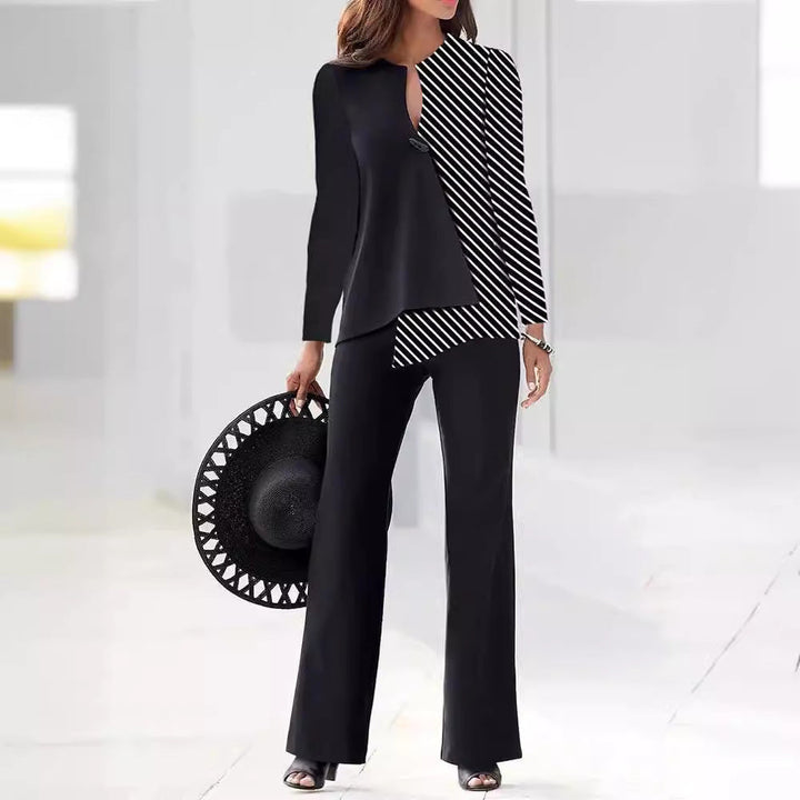 Women's Elegant and Modern Pant Suit Set with Asymmetric Design Mune Fashion