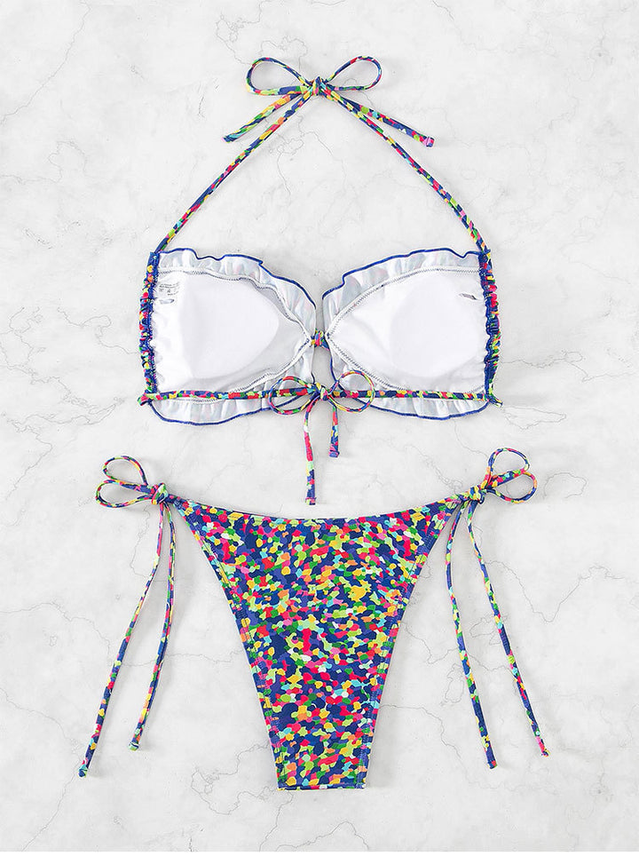 Women's two-piece bikini with elegant ruffle details and fashionable tie Mune Fashion