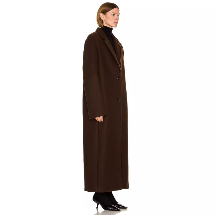 Women's Maximal One-Button Coat in Oversized Cut with Classic Lapel Mune Fashion