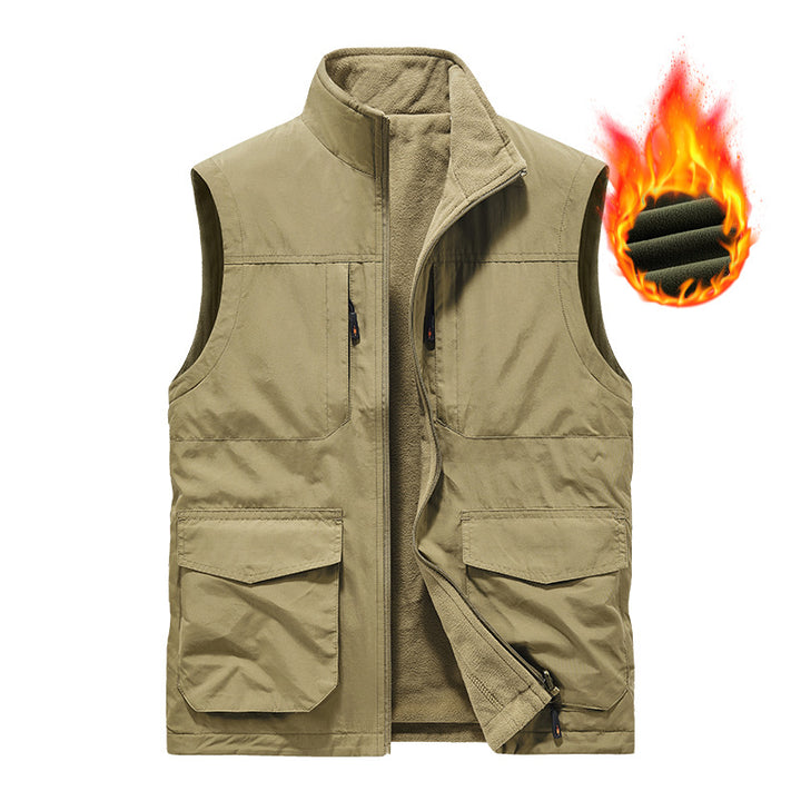 Men's utility vest with multi pockets, stand-up collar & breathable mesh lining Mune Fashion