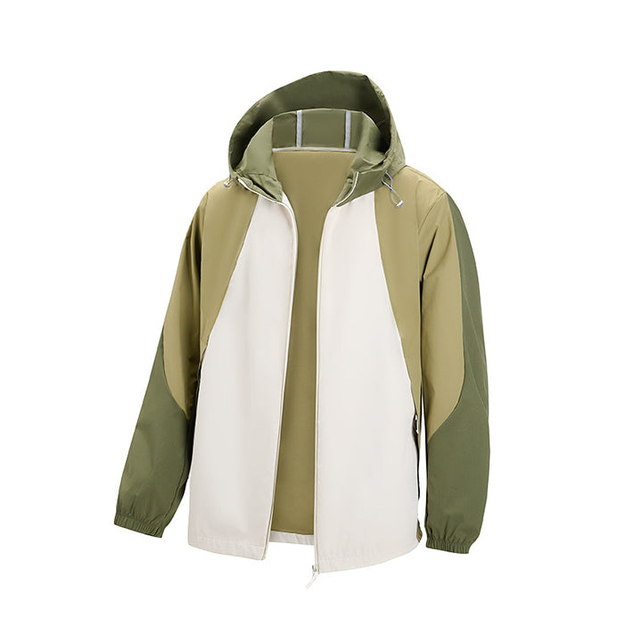 Men's lightweight water-repellent color-block windbreaker with hood and zip Mune Fashion