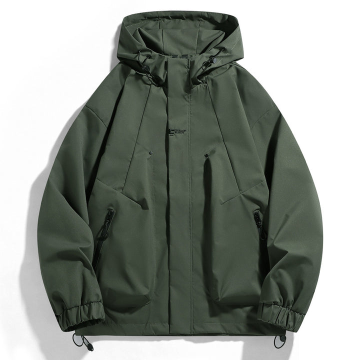 Men's nano wind and water-repellent hooded jacket with ergonomic seams, adjustable hem, and secure zippered pockets Mune Fashion