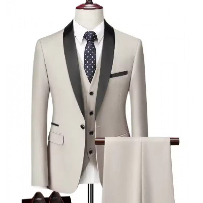 Men's tailor-made tuxedo with shawl collar, vest, and elegant evening trousers Mune Fashion