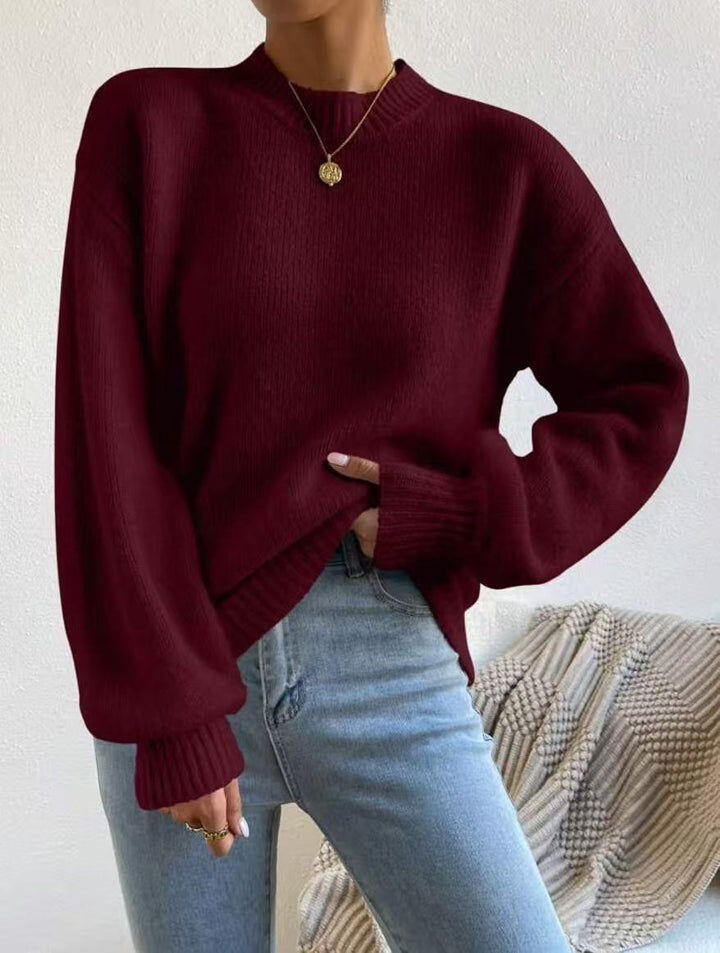 Women’s Oversized Fine Knit Sweater with Suggested Mohair Effect and Extended Ribbed Cuffs Mune Fashion