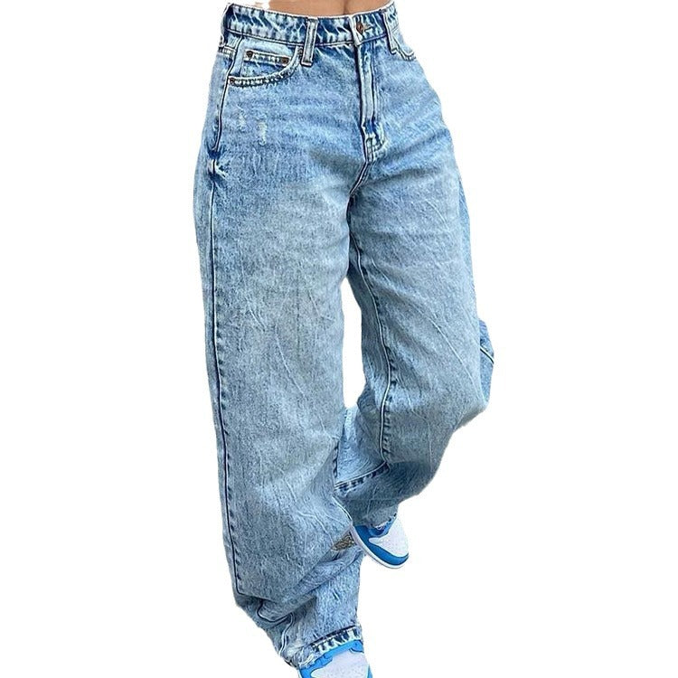 Women’s wide High-Waist Baggy Jeans with a deep crotch, five-pocket design and extra-long legs Mune Fashion