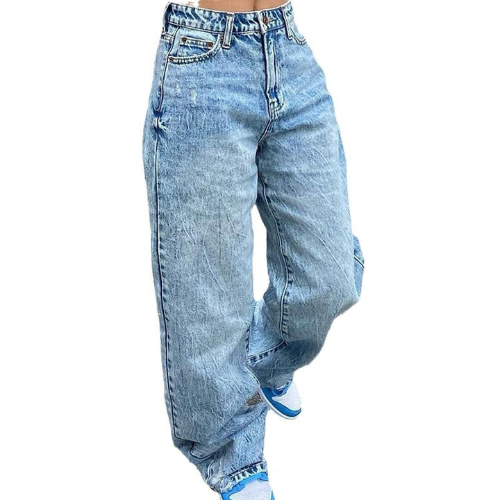 Women’s wide High-Waist Baggy Jeans with a deep crotch, five-pocket design and extra-long legs Mune Fashion