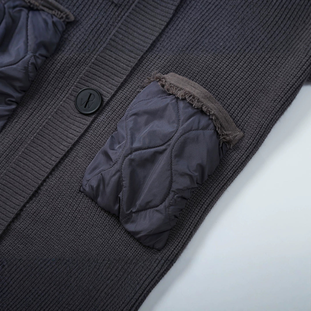 Women's knitted coat with quilted hood and padded pockets Mune Fashion