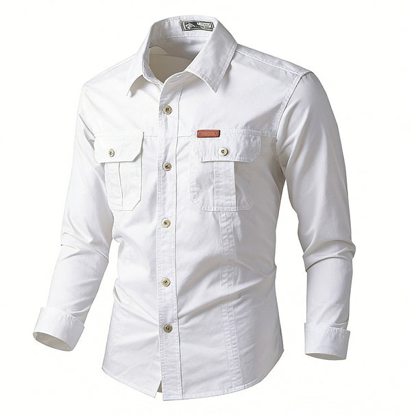 Men's lightweight overshirt jacket with flap chest pockets and classic shirt collar Mune Fashion