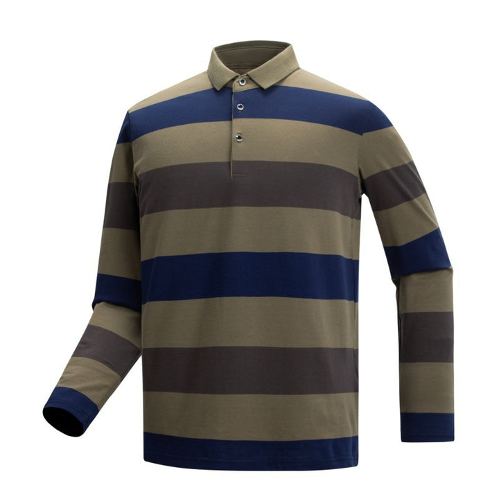 Men's Long Sleeve Polo Shirt with Stripes Mune Fashion