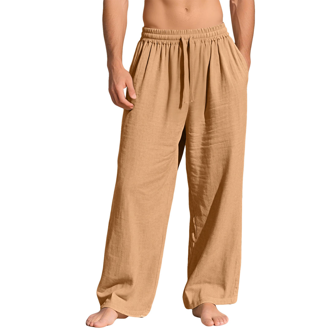 Men's lightweight linen lounge pants with elastic waistband and side pockets Mune Fashion