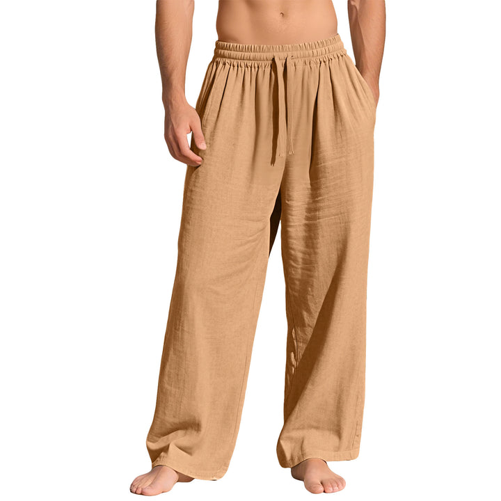 Men's lightweight linen lounge pants with elastic waistband and side pockets Mune Fashion