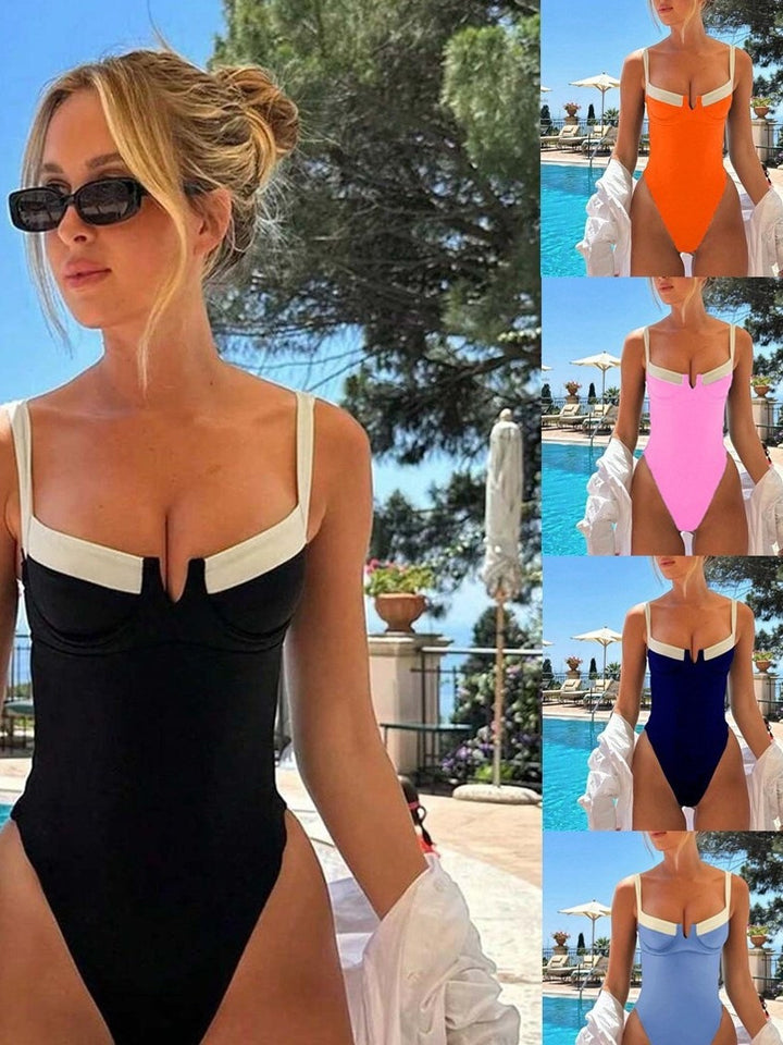 Women One-Piece Swimwear with Elegant Contrast Details Mune Fashion