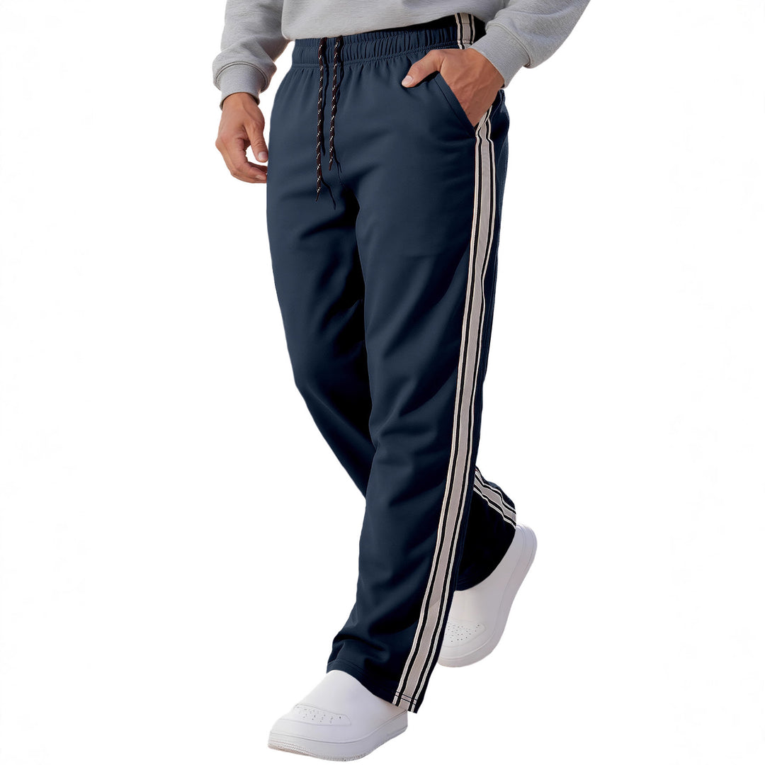 Men's Nan Retro Track Pants with Tapered Leg, Elastic Waistband, Drawstring, and Side Stripes Mune Fashion