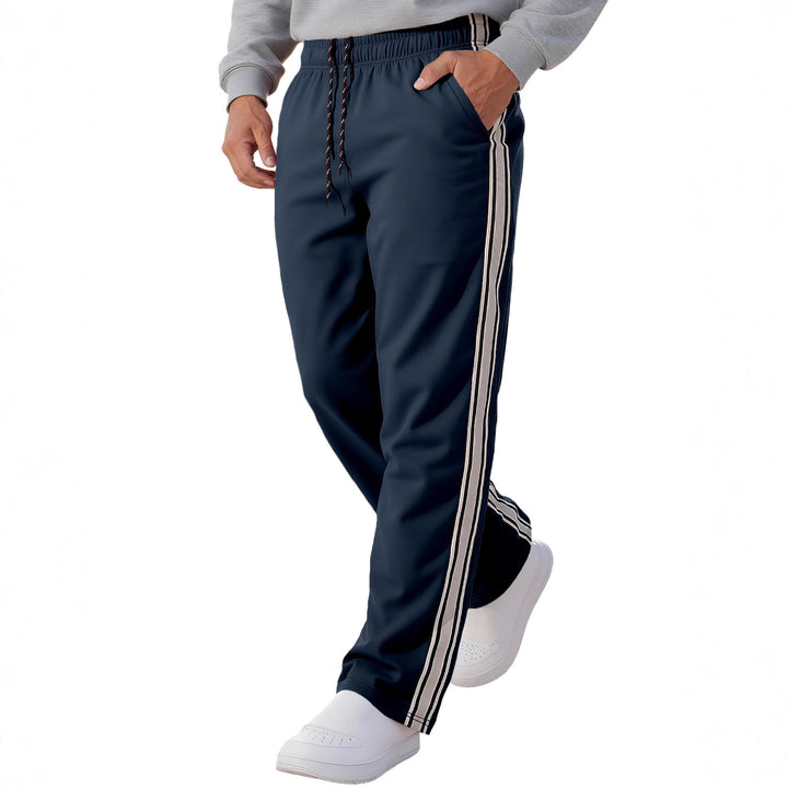 Men's Nan Retro Track Pants with Tapered Leg, Elastic Waistband, Drawstring, and Side Stripes Mune Fashion