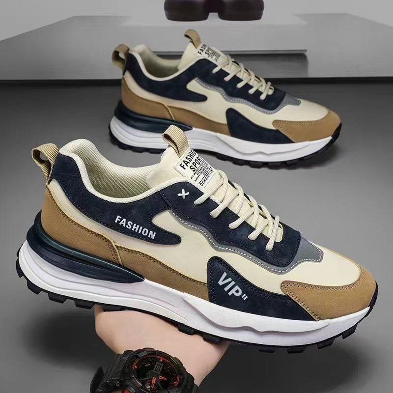 Men's Stylish Chunky Sneaker with Suede Overlays and Treaded Trail Sole Mune Fashion