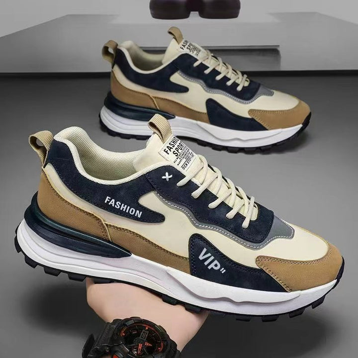 Men's Stylish Chunky Sneaker with Suede Overlays and Treaded Trail Sole Mune Fashion